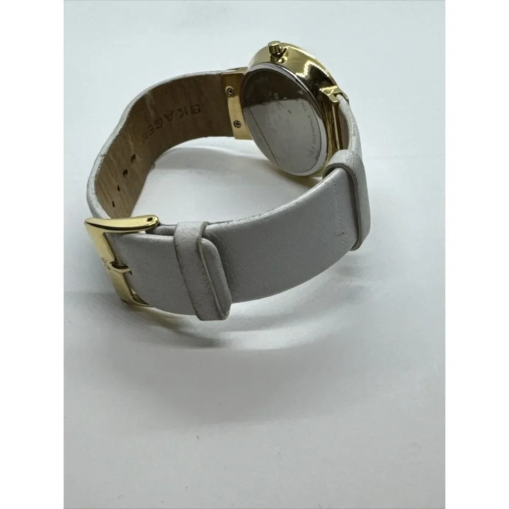 Skagen SKW2033 Women's White Leather Analog Mother of Pearl Dial Watch JNA955